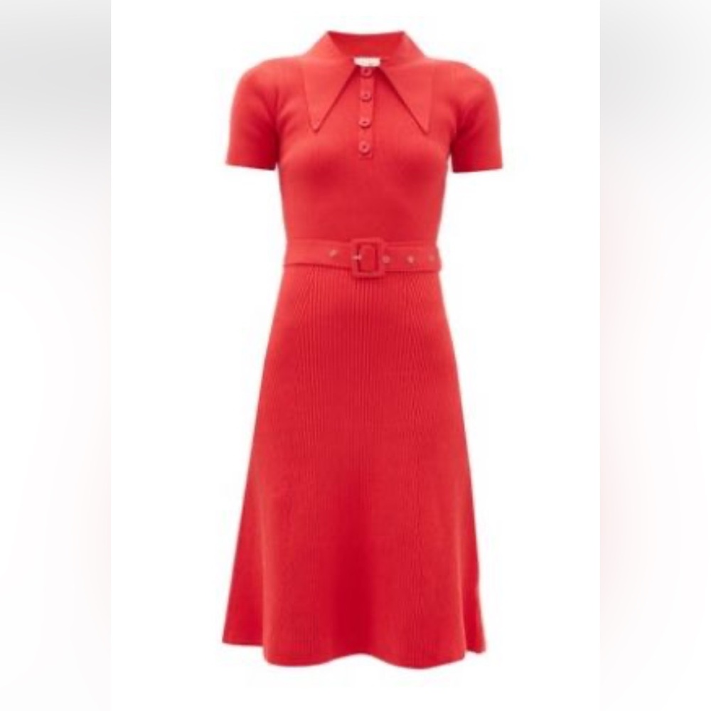 Red Collared Knit Dress small JossTricot New